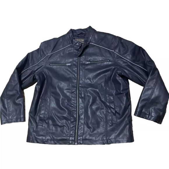ARIZONA Jean Co Synthetic Leather Jacket Mens XXL Black Full Zip Bomber Coat 2XL - Picture 1 of 16